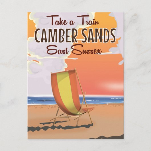Neem een trein naar Camber Sands Travel Poster Briefkaart (Voorkant)