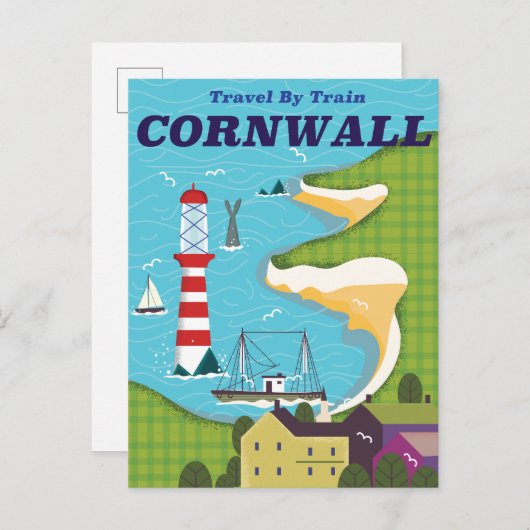 Neem een trein naar Cornwall Uitnodiging Briefkaart (Voorkant / Achterkant)