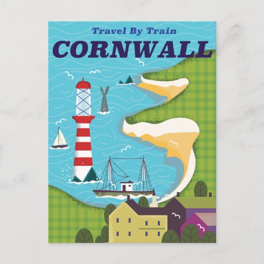 Neem een trein naar Cornwall Uitnodiging Briefkaart (Voorkant)