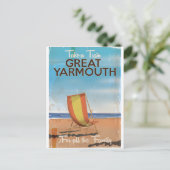 Neem een trein naar de reisposter van Great Yarmou Briefkaart (Staand voorkant)