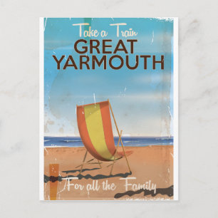 Neem een trein naar Great Yarmouth-reisposter. Briefkaart