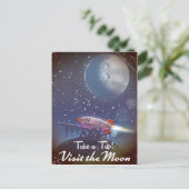 Neem een Trip. Bezoek het Moon  cartoon poster Briefkaart (Staand voorkant)