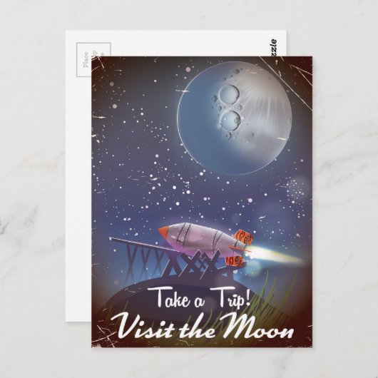 Neem een Trip. Bezoek het Moon  cartoon poster Briefkaart (Voorkant / Achterkant)