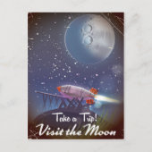 Neem een Trip. Bezoek het Moon  cartoon poster Briefkaart (Voorkant)