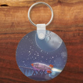 Neem een Trip. Bezoek het Moon  cartoon poster Sleutelhanger (Voorkant)