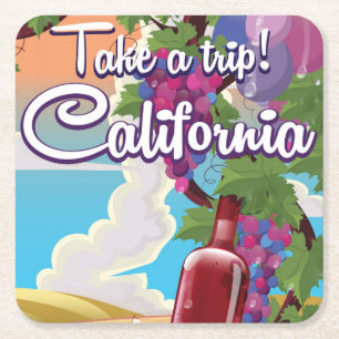 Neem een trip! Californië vintage wijn reisposter Kartonnen Onderzetters