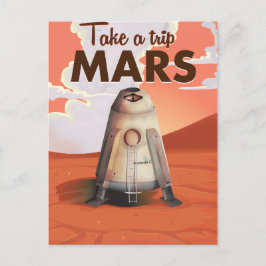 Neem een trip naar Mars vintage reisposter. Briefkaart