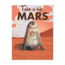 Neem een trip naar Mars vintage reisposter.