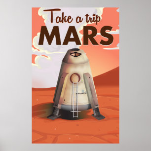 Neem een trip naar Mars vintage reisposter. Poster