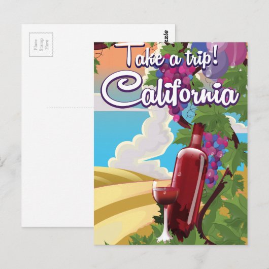 Neem een Trip.  wijnreisposter Californië Briefkaart (Voorkant / Achterkant)