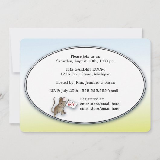 Neem een Uitnodiging van het Baby shower van het B (Achterkant)