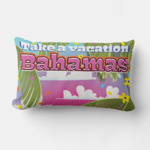 Neem een Vacatie! Bahamas cartoon reisprint. Kussen