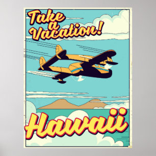 Neem een vakantie! Cartoon Hawaï Poster