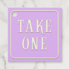 "Neem één" Victoriaans Tea Party Paars Square Bedankjes Labels