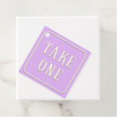 "Neem één" Victoriaans Tea Party Paars Square Bedankjes Labels (In situ)