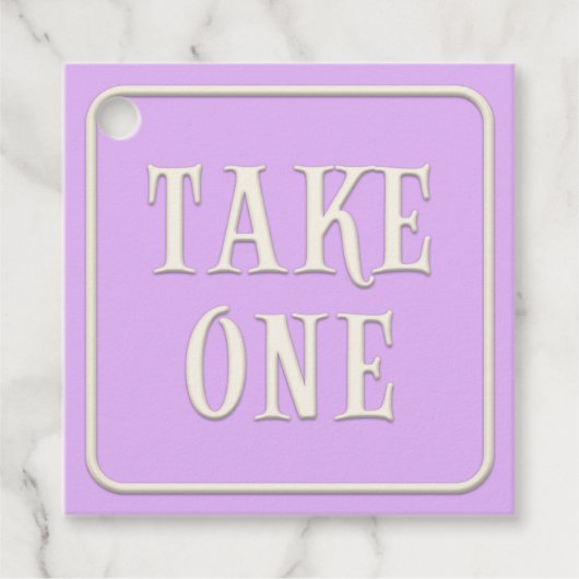 "Neem één" Victoriaans Tea Party Paars Square Bedankjes Labels (Voorkant)