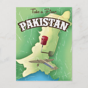 Neem een vliegtuig Pakistan reisposter Briefkaart