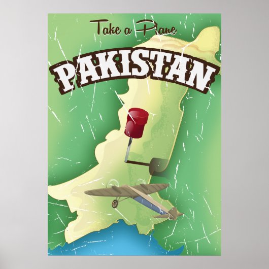 Neem een vliegtuig Pakistan reisposter Poster (Voorkant)