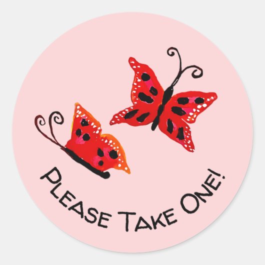 Neem een vlinder roze Baby shower gunst Ronde Sticker (Voorkant)