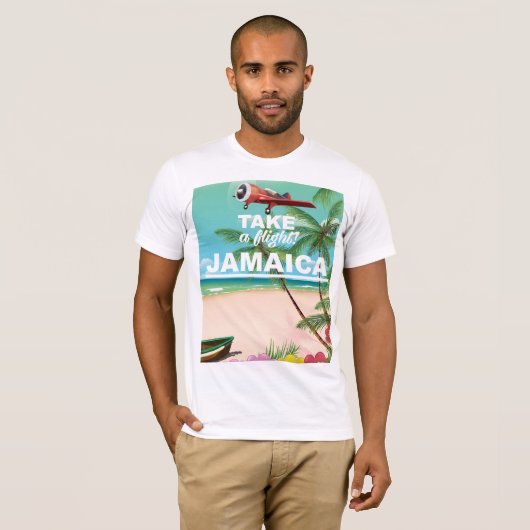 Neem een vlucht! Jamaica Retro vakantie-poster T-shirt (Voorkant volledig)