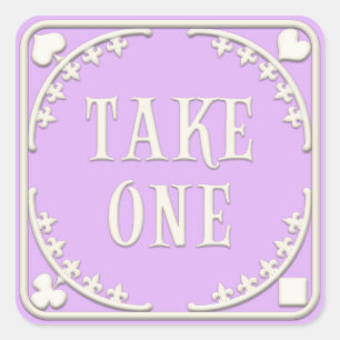 "Neem één" Wonderland Tea Party charmerend Paars Vierkante Sticker