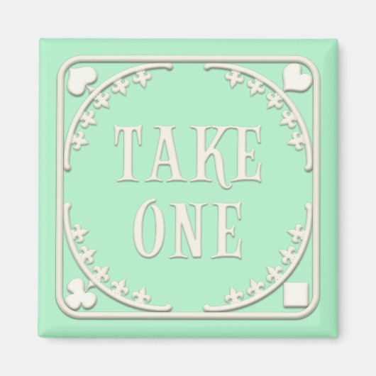 "Neem een" Wonderland Tea Party nodigt Groen uit Magneet (Voorkant)