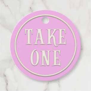"Neem één" Wonderland Tea Party roze gepersonalise Bedankjes Labels