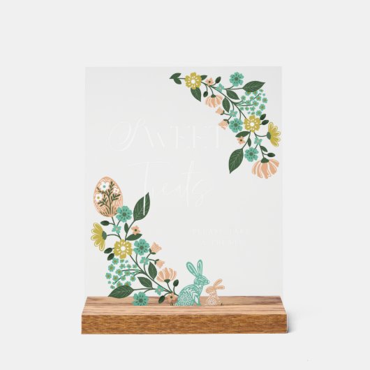 Neem een zoete traktatie lente bloemenpaashaas acryl bord (Voorkant)