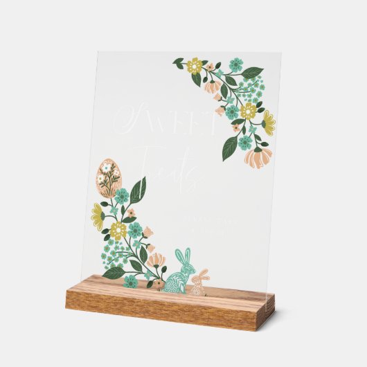 Neem een zoete traktatie lente bloemenpaashaas acryl bord (Hoek)