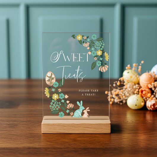 Neem een zoete traktatie lente bloemenpaashaas acryl bord
