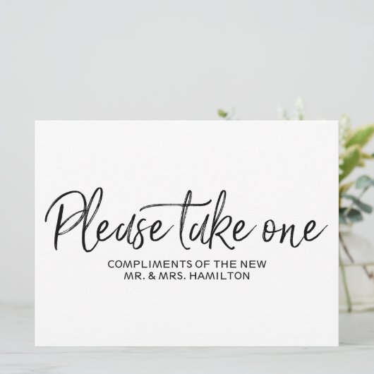 "Neem er één" Bruiloft favorieten met letters bedr Kaart (Staand voorkant)