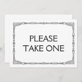 "Neem er één" Trouwbord in Art Deco-stijl Kaart (Voorkant / Achterkant)