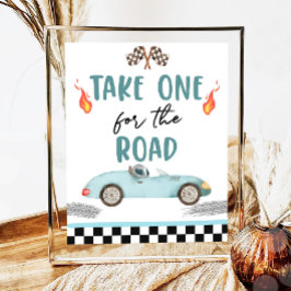 Neem er een voor de raceauto twee snelle verjaarda poster