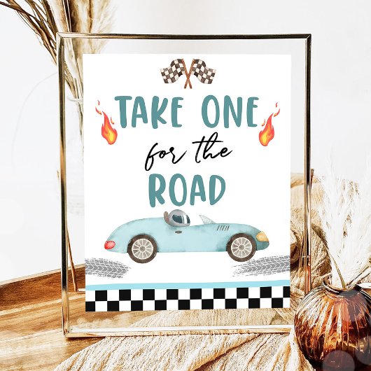 Neem er een voor de raceauto twee snelle verjaarda poster