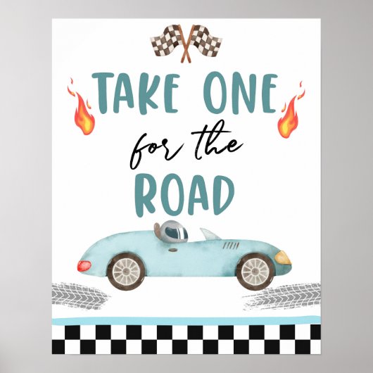 Neem er een voor de raceauto twee snelle verjaarda poster (Voorkant)