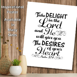 Neem genoegen in de Lord Psalm 37 4 Bijbelverse Poster