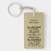 Neem genoegen in de Lord Psalm 37 4 Bijbelverse Sleutelhanger (Voorkant)