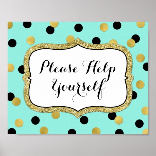 Neem gerust blauw zwart gouden confetti poster (Voorkant)