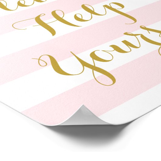 Neem gerust bord roze strepen goud poster (Hoek)