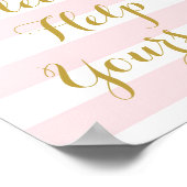 Neem gerust bordje Roze strepen Goud Poster (Hoek)