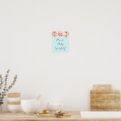 Neem gerust bordje Roze waterverf Blauw Poster (Keuken)