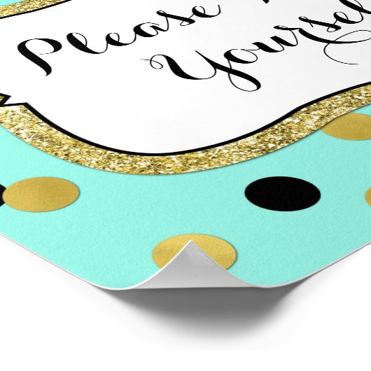 Neem gerust mee Zwarte Blauwe Gouden Confetti Poster (Hoek)