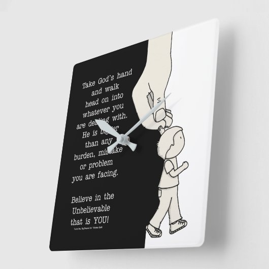 Neem Gods hand Vierkante Klok (Hoek)