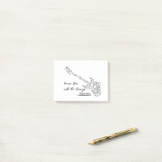 Neem hem op met de strings - psalm 150:4 post-it® notes (Op bureau)