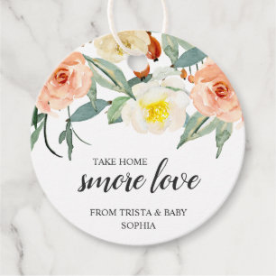 Neem het Baby shower 'Home Smore Love Peach Floral Bedankjes Labels