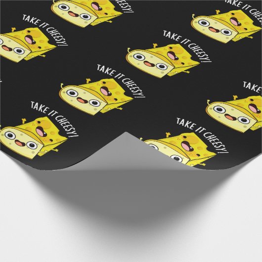 Neem het Cheesy Funny Food Pun Dark BG Cadeaupapier (Hoek)
