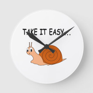 Neem het Easy Cute Cartoon Snail Ronde Klok
