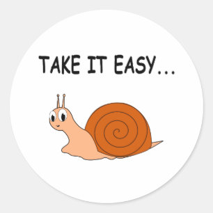 Neem het Easy Cute Cartoon Snail Ronde Sticker
