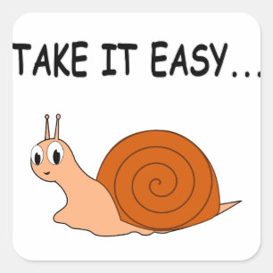 Neem het Easy Cute Cartoon Snail Vierkante Sticker