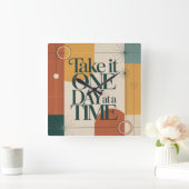 Neem het één dag tegelijk vierkante klok (Huis)